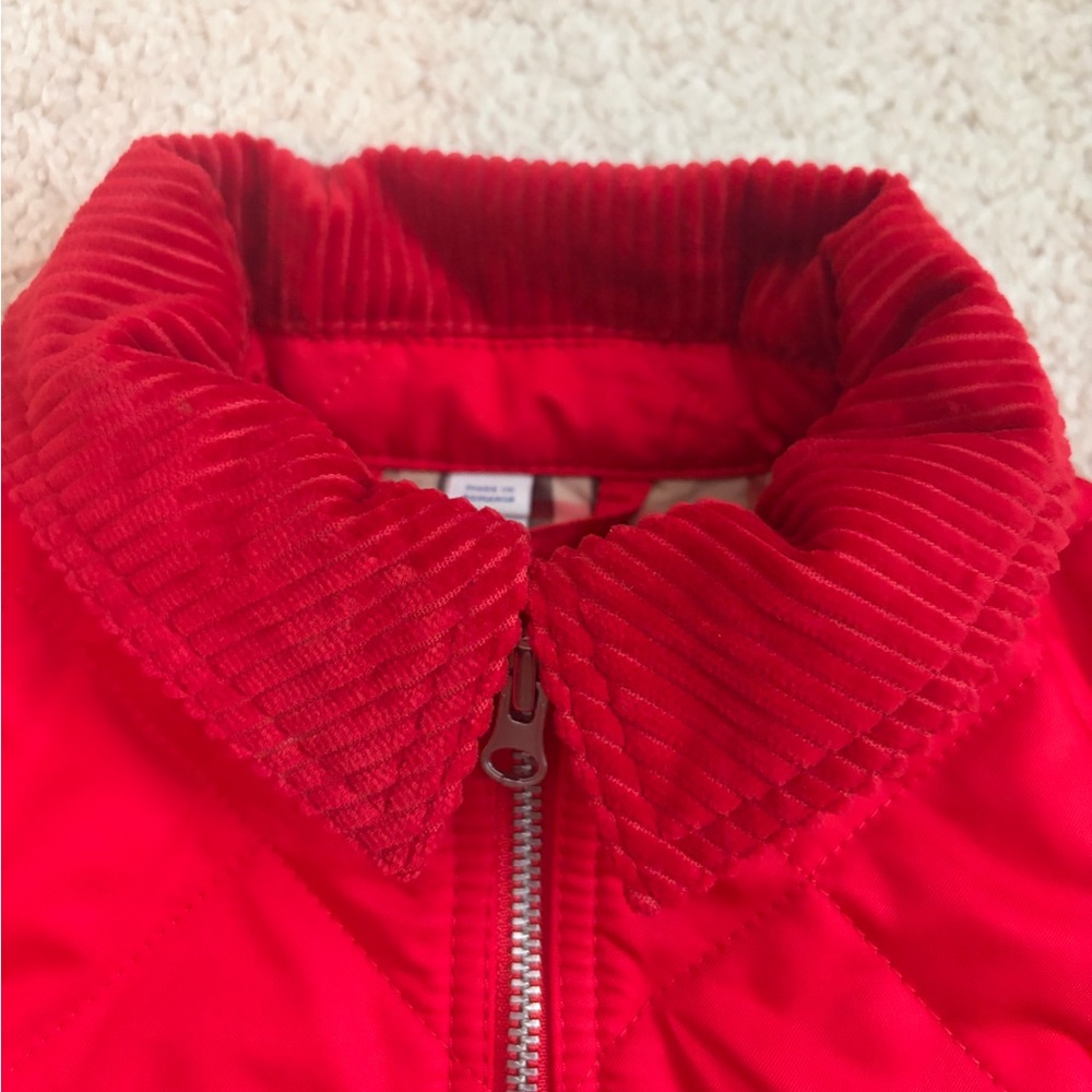 Burberry NWT Infant Baby Kids Otis Corduroy Collar Quilted Jacket Red Size 18 Mo - Picture 3 of 11